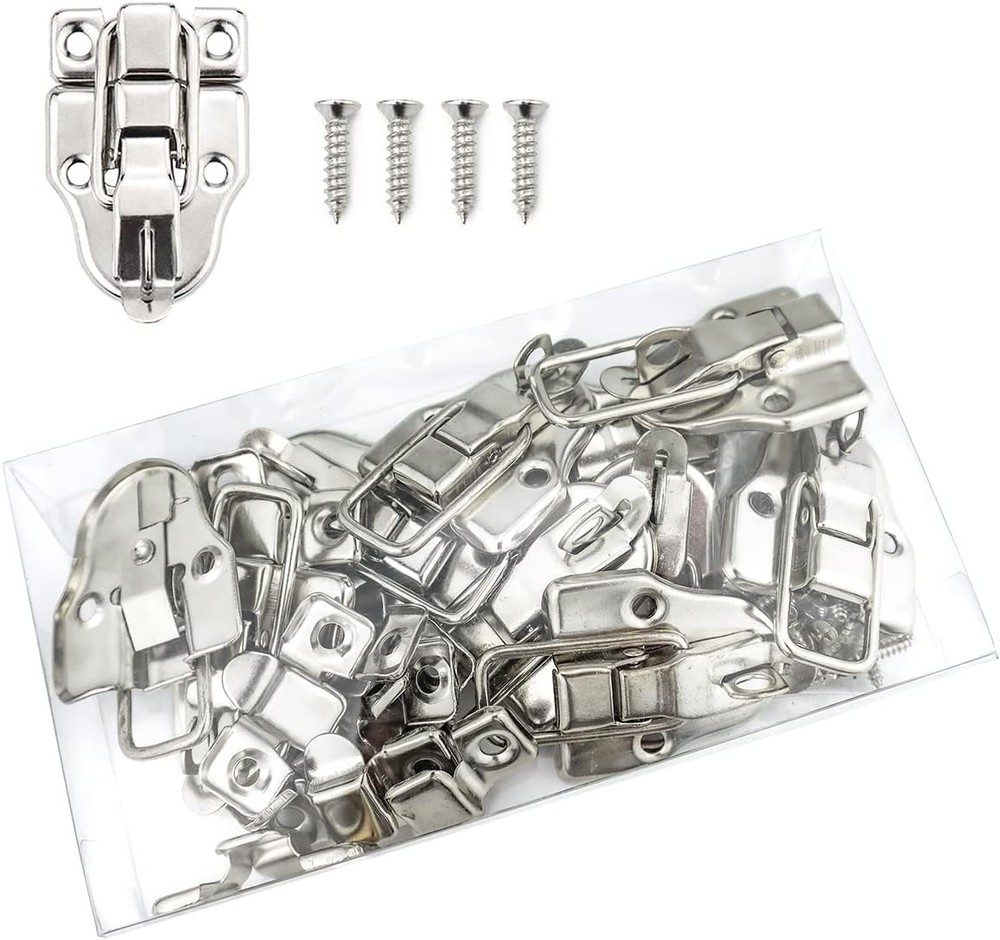 10 Pack Metal Duck-Billed Box Hasp Lock Toggle Latch Catch, Silver