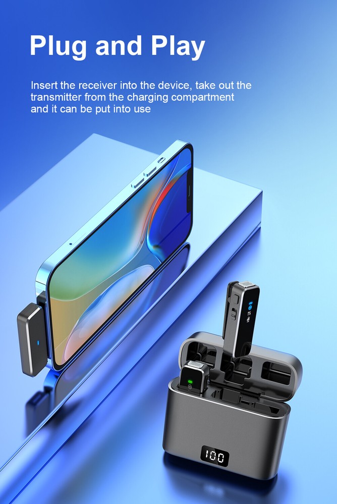 Wireless Lapel Microphone With Charging Box For Android Iphone IOS Mobile Phone