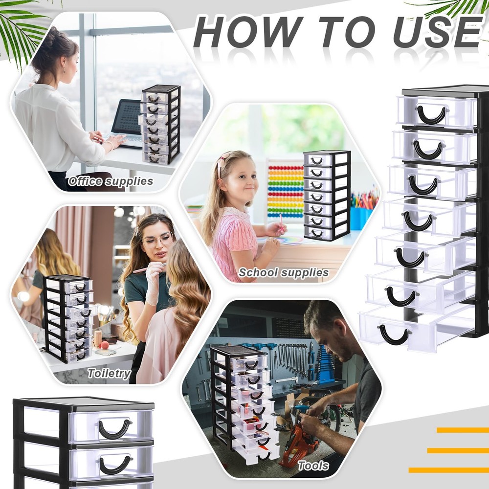 2 Pcs Plastic Drawers Organizer Mini Organizer Box Stackable Plastic Drawer S...