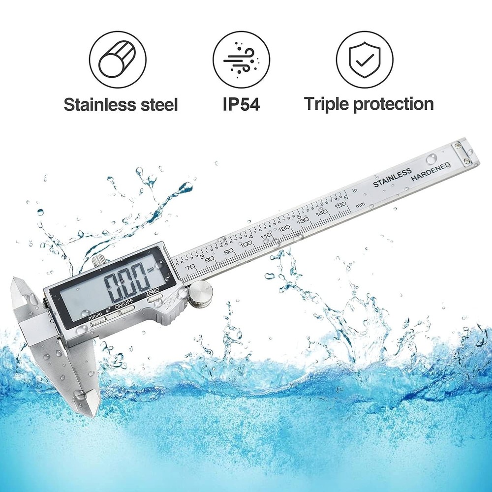 Precision 6 Inch Electronic Digital Vernier Caliper with Extra-Large LCD
