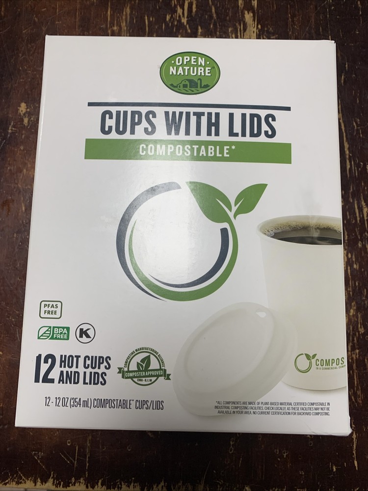 New Sealed Open Nature Cups with Lids Compostable