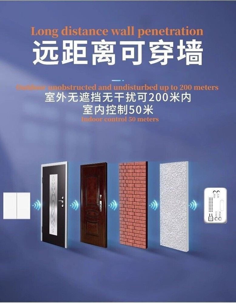 5 pcs Self-generating electricity Wireless remote control light switch 1-on-2