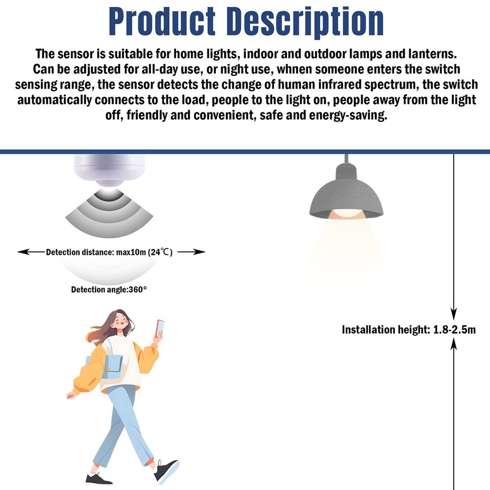 LED Security PIR Infrared Motion Sensor Detector Switch fr AC 85-260V Wall Light