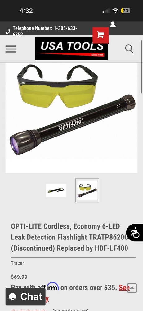Opti Lite Leak Finder With Glasses And Light