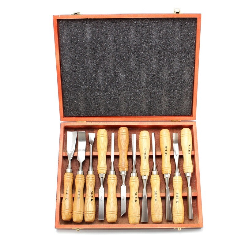 12 Pcs Wood Carving Hand Chisel Tool Set Woodworking Professional Gouges USA