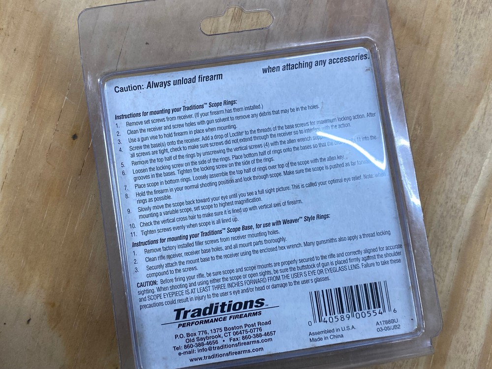 Combination Base ring set A1788BU Camo fits Traditions Breakopen muzzleloader