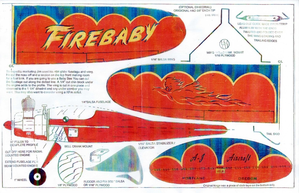 1/2 A profile "Firebaby " Jim Walkers first  U-Control plans