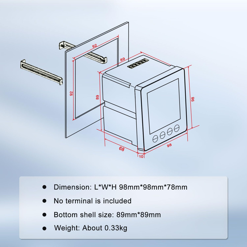Programmable 3-Phase Electricity Meter with RS485 & LCD Display