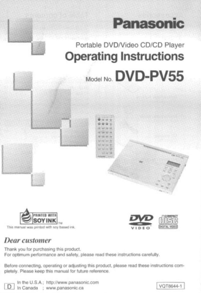 Panasonic DVD-PV55 DVD Player Owners Instruction Manual