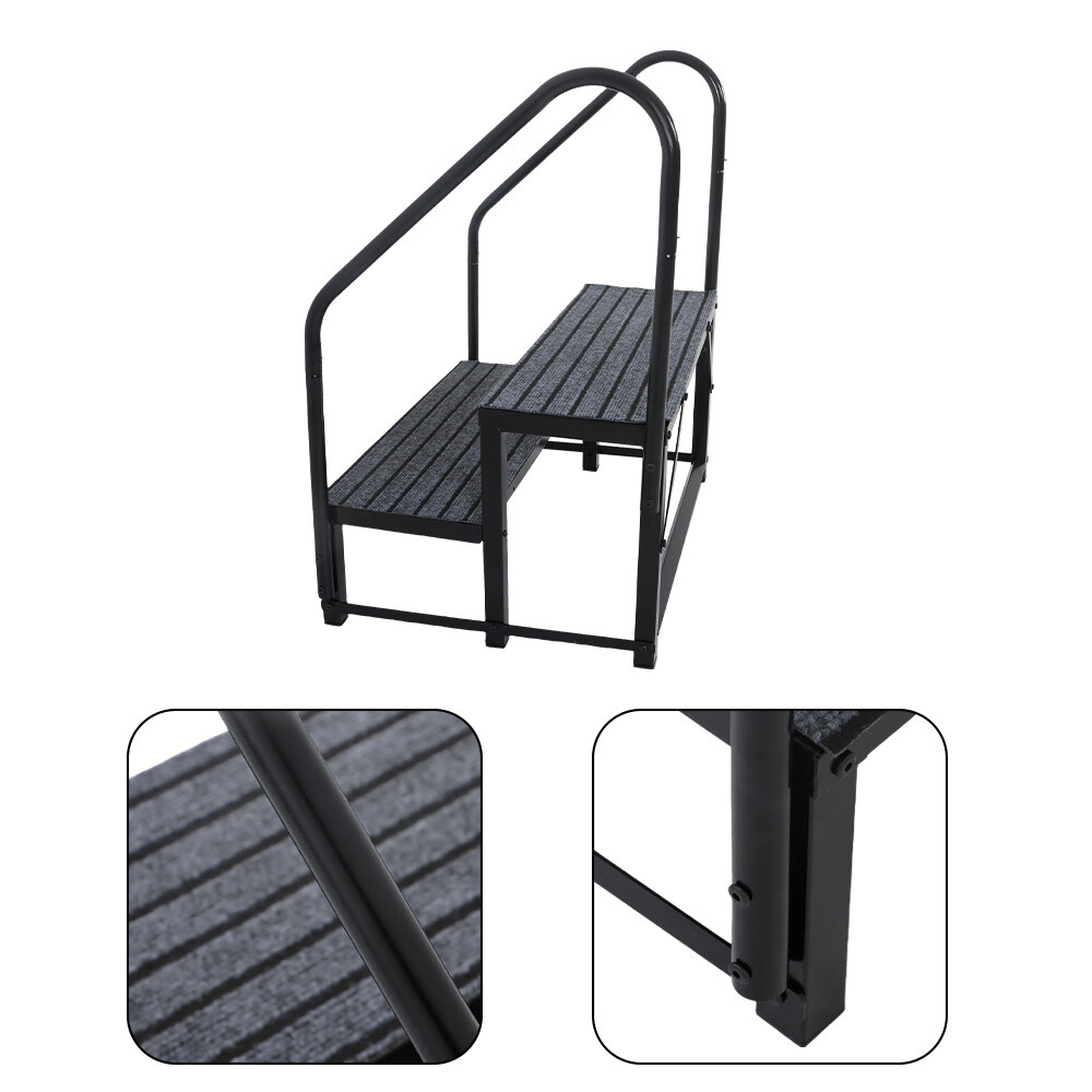 New For 2-step RV step with 2 handrails and step pad, 660 lb. load capacity
