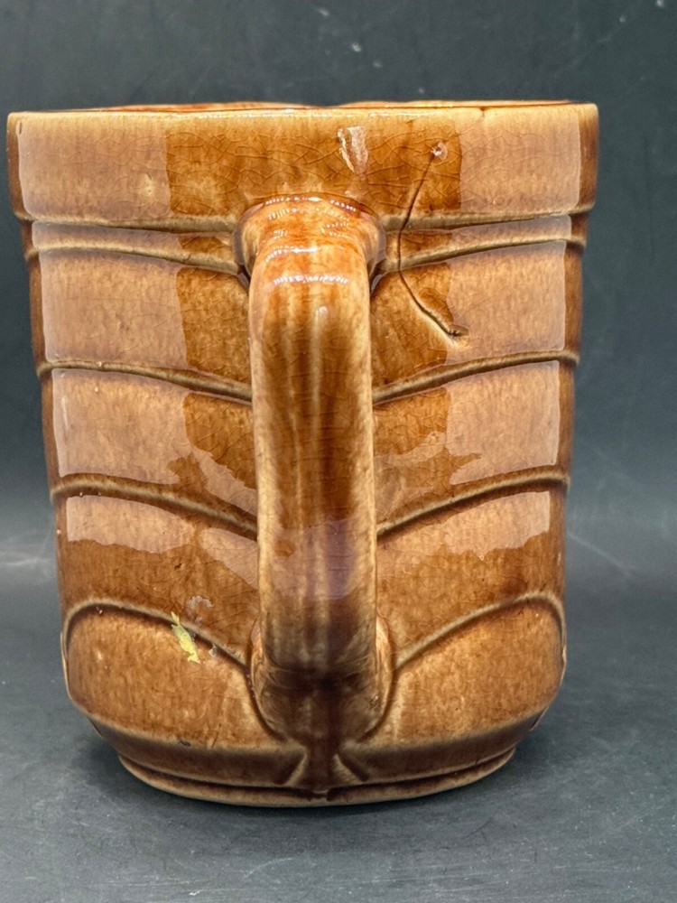 Mid Century, brown pottery, small , brown pitcher, 5"