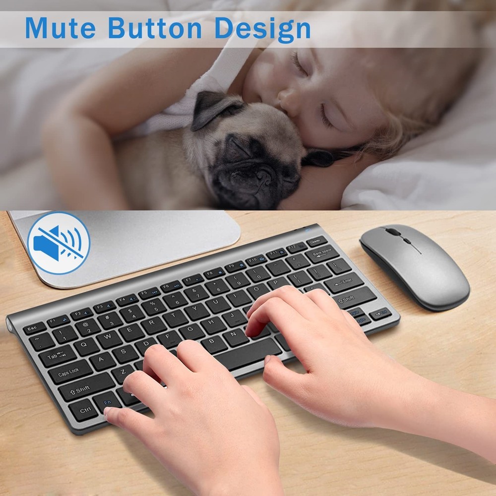 Wireless Keyboard and Mouse Combo, Compact Quiet Wireless Keyboard and Mouse ...