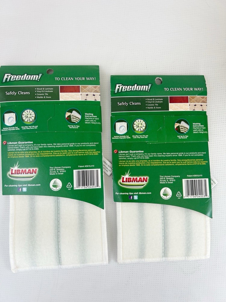 2 Libman Freedom Spray Mop Refill Microfiber Cleaning Pad Replacement Wide White