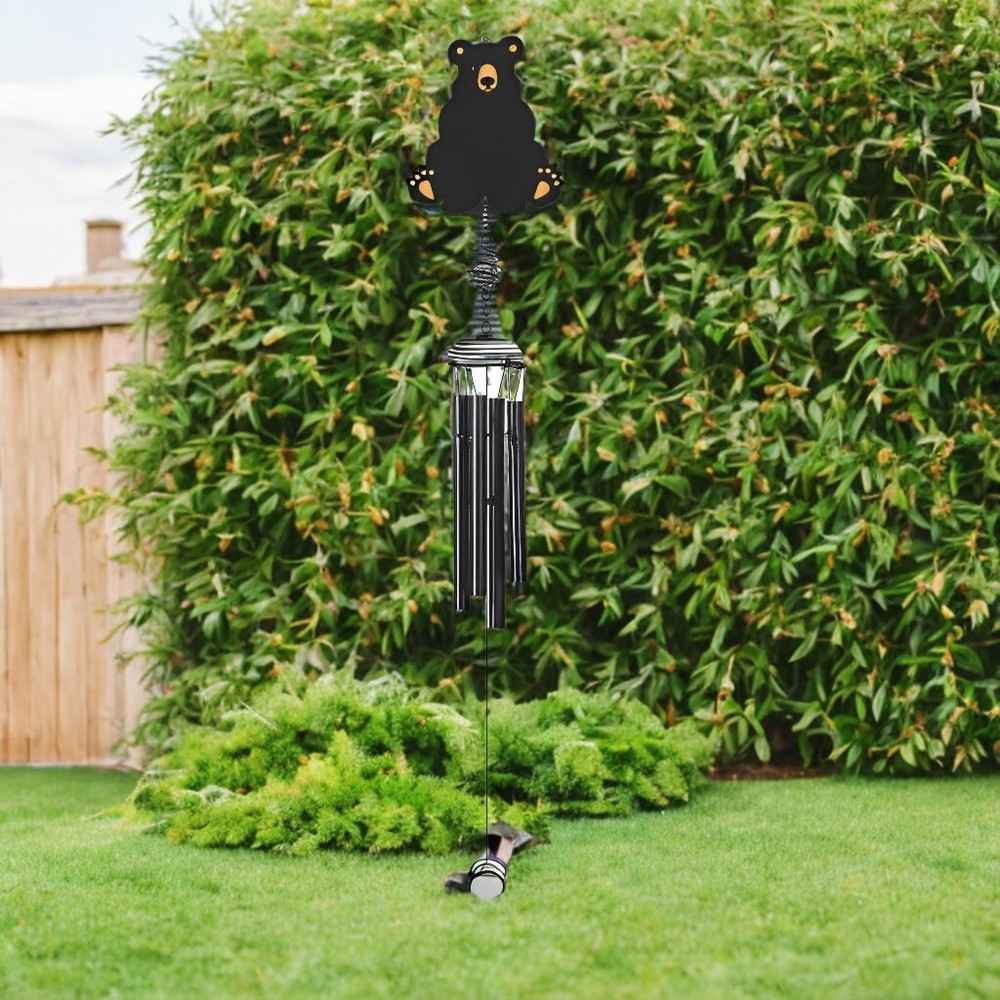 27"Long Bear Black Coded Gem Wind Chime Ornament Home Decor Unique Gift