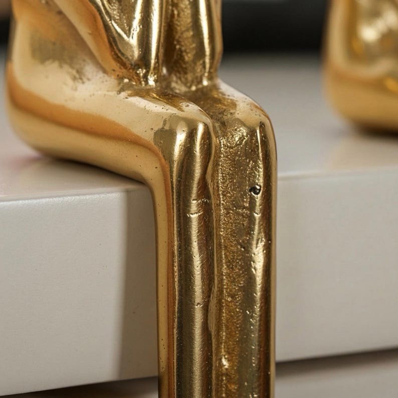 One Piece Brass Thinker Figure Door Pull Handle