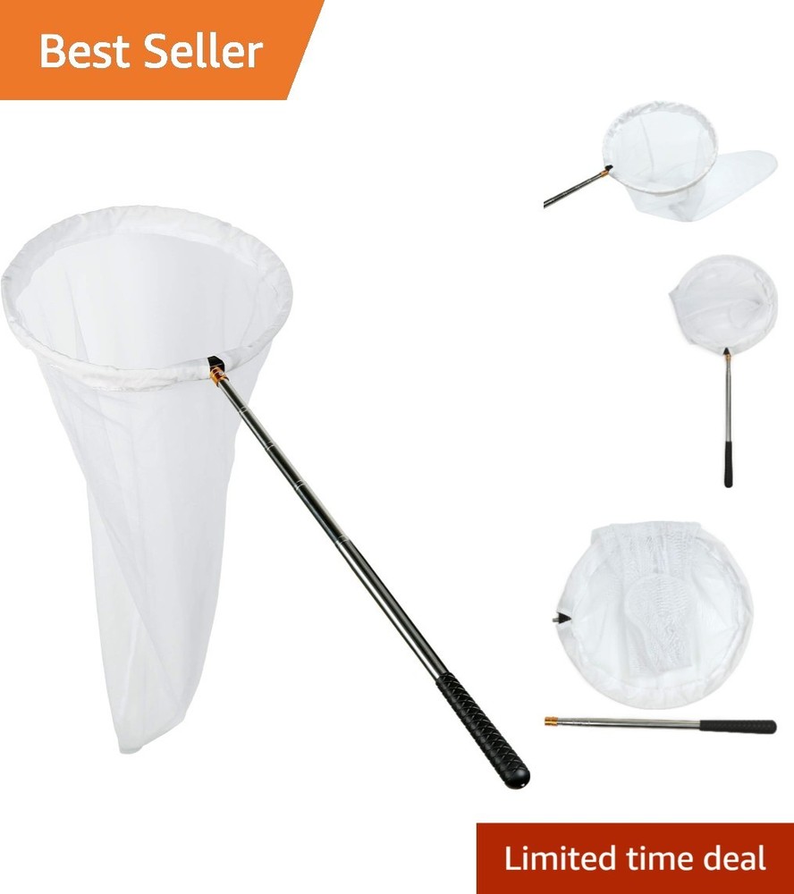 Durable Insect Collector's Net: 16" Ring, 59" Telescopic Handle, 36" Depth