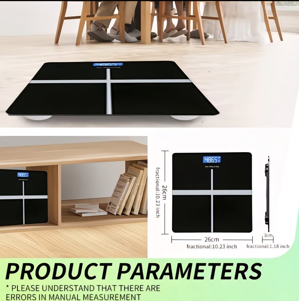 CUPSHE Digital Platform Scale, LED Display, Tempered Glass, Black