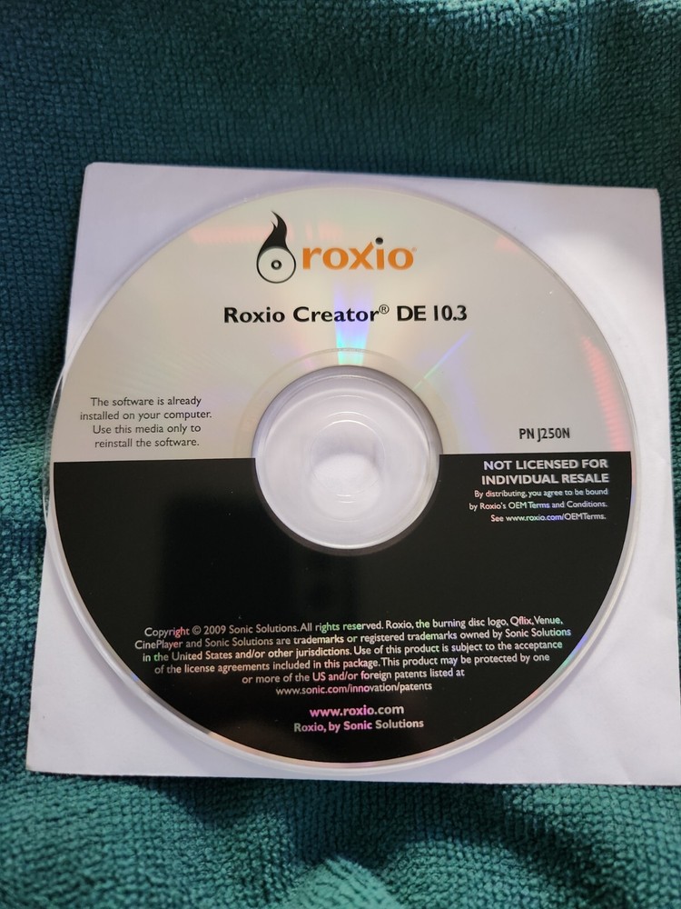 Roxio Creator DE 10.3 Software To Create Or Burn  Cd's And Dvd's