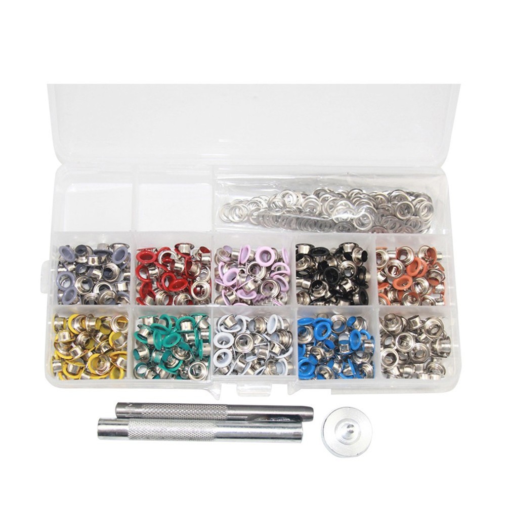 300 Set 6MM Grommets Set Sturdy Eyelets Button Kit with 3PCS