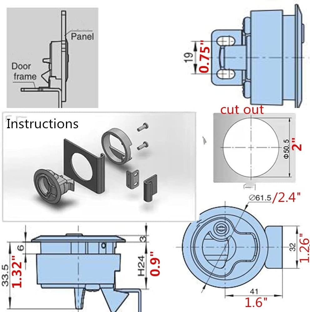 Keyed Lock Flush Pull Boat Latches - 2pcs/4pcs for Secure Compartment Access