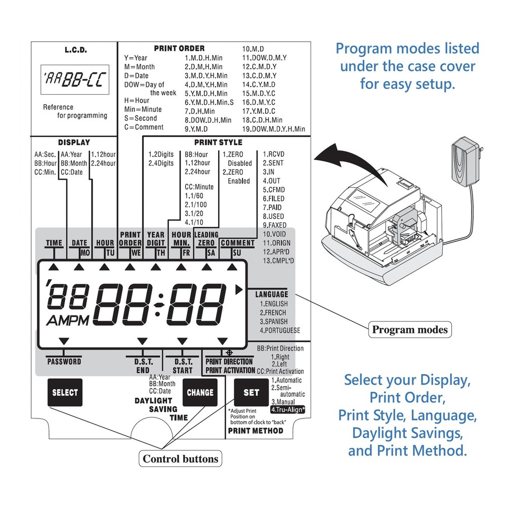 Lathem 1600e Time Clock Punch Machine & Document Stamp, Time Keeping System