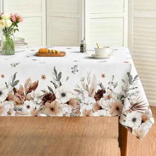 Spring Tablecloth 60×60 Inch Square, Boho 60" x 60" (Square) White