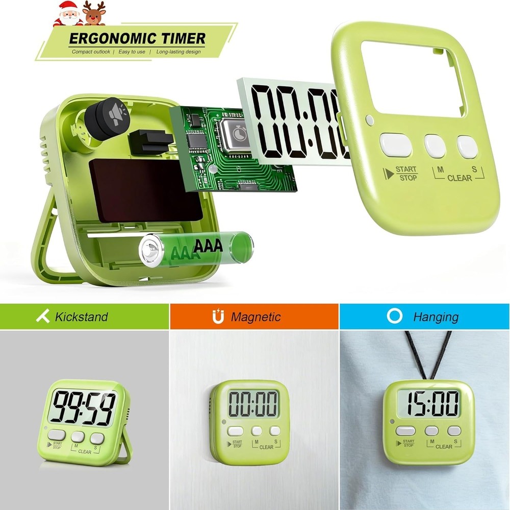 2 Pack Digital Timer for Kids, Magnetic Countdown Kitchen Timers for Cooking,...