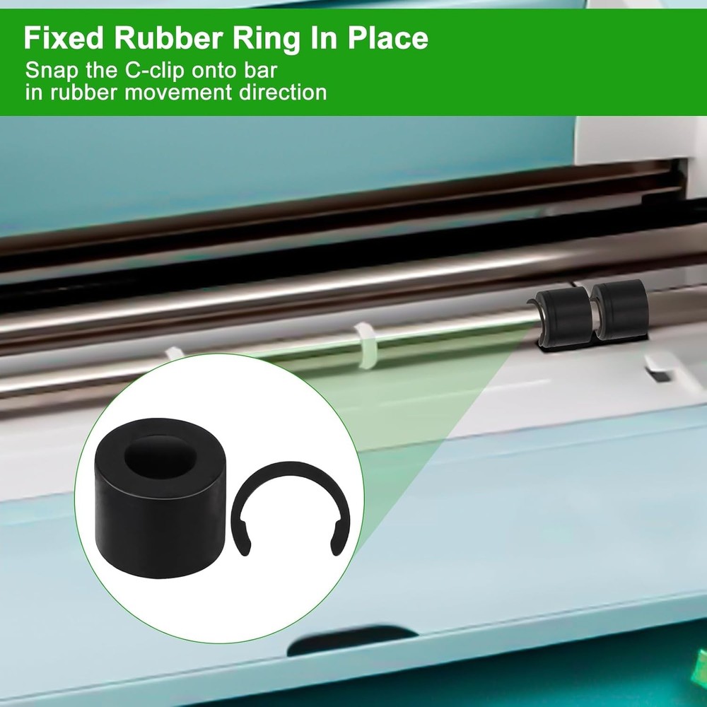 8pcs Rubber Roller Replacement Set with Clip Rings Compatible with Cutting Machi