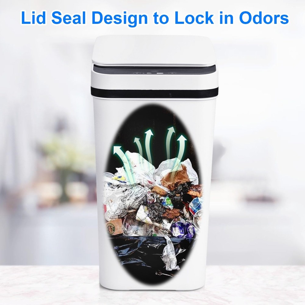 Bathroom Trash Cans With Lid 2 Pack Touchless Automatic Motion Sensor 2.2 Gal