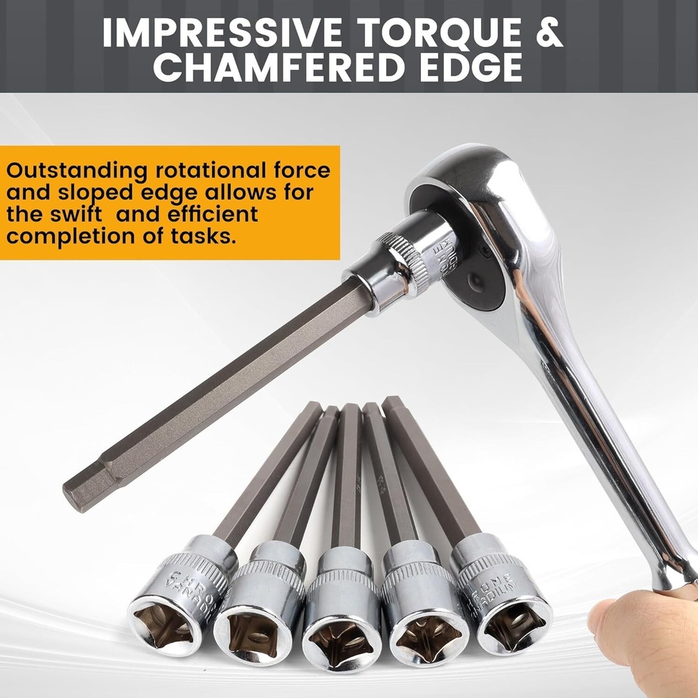 Durable Chrome Vanadium 20PC Allen Hex Bit Socket Set with Protective Case