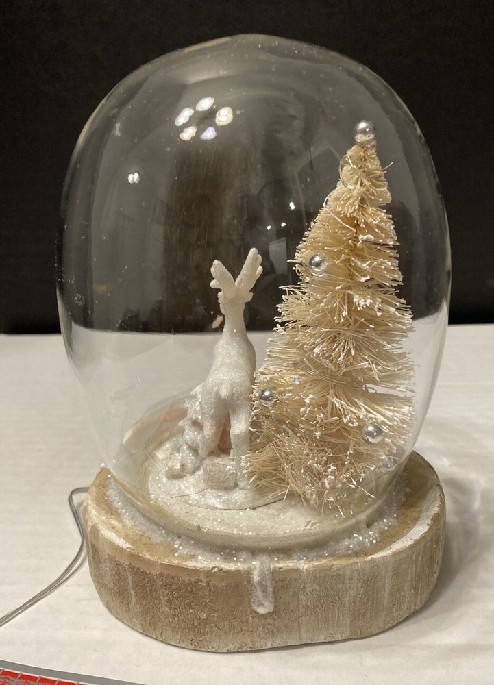 Macy’s Christmas Reindeer Snow Tree Lighted Globe Lantern Glittery 2016