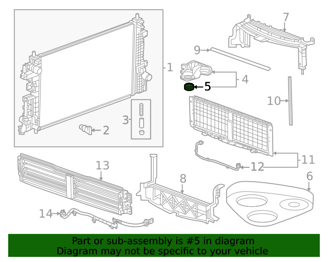Genuine GM Radiator Upper Insulator 23182177