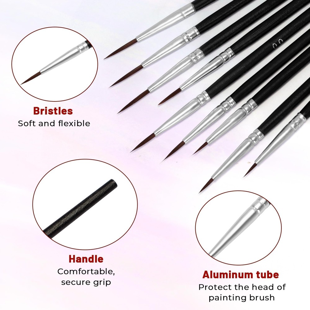 30 Pcs Tiny Detail Paint Brushes Set, Micro Small Small, Black-30