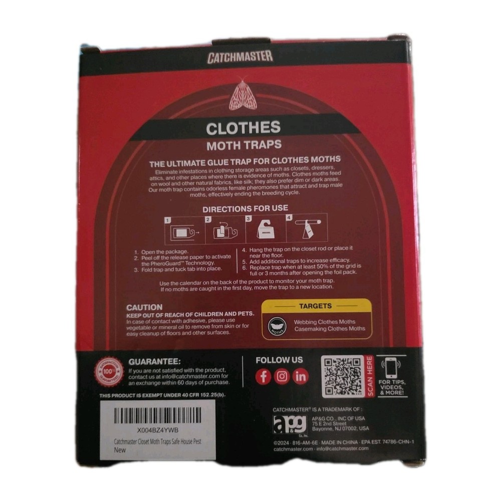 Catchmaster Clothing Moth Glue Traps - Professional Strength Pheromone - [New
