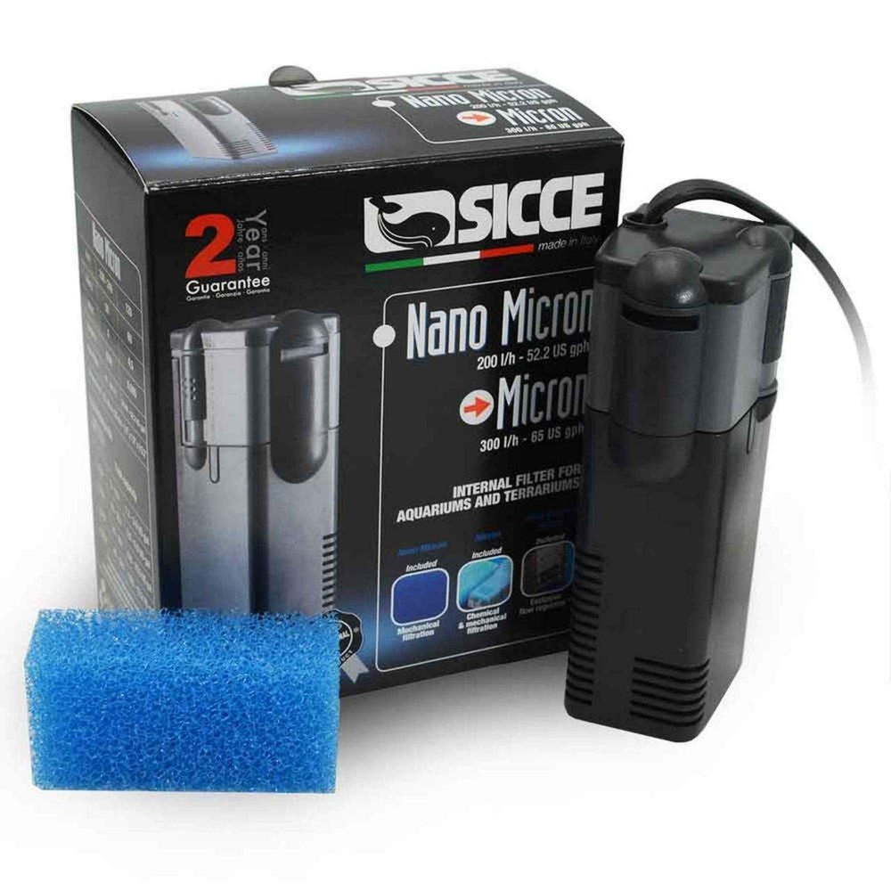 Sicce MICRON Internal Filter, 65GPH, Submersible, Plastic, Water Purification...