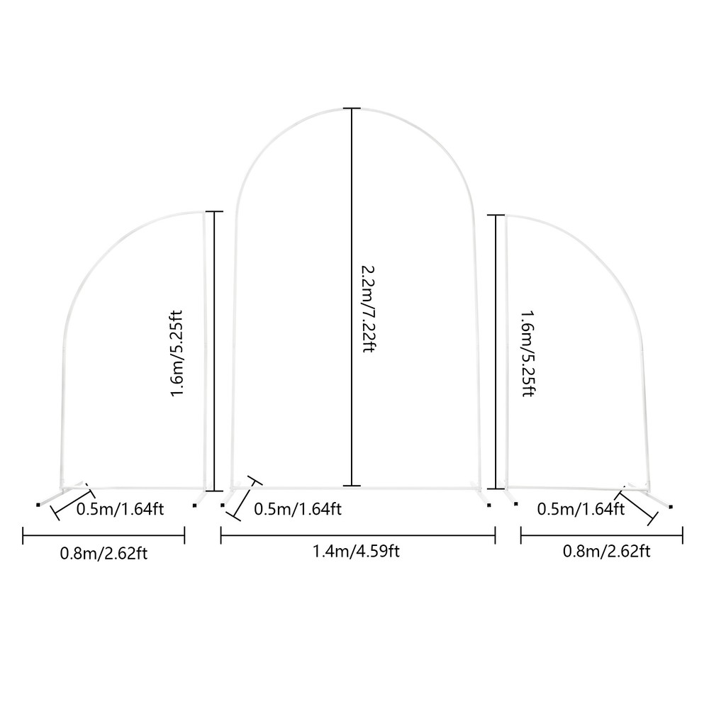 3X White Arch Backdrop Stand Set Wedding Arch Stand Backdrop Decor with Covers