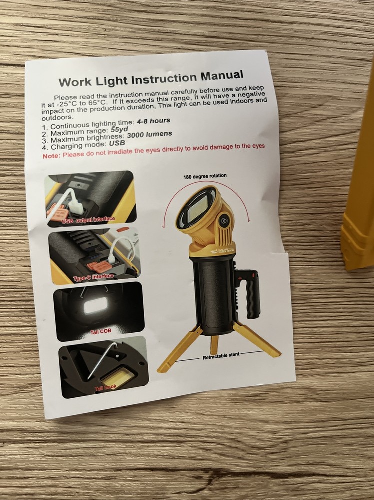 Multifuctional Searchlight Flood light Foldable Tripod Stand & Detachable Handle