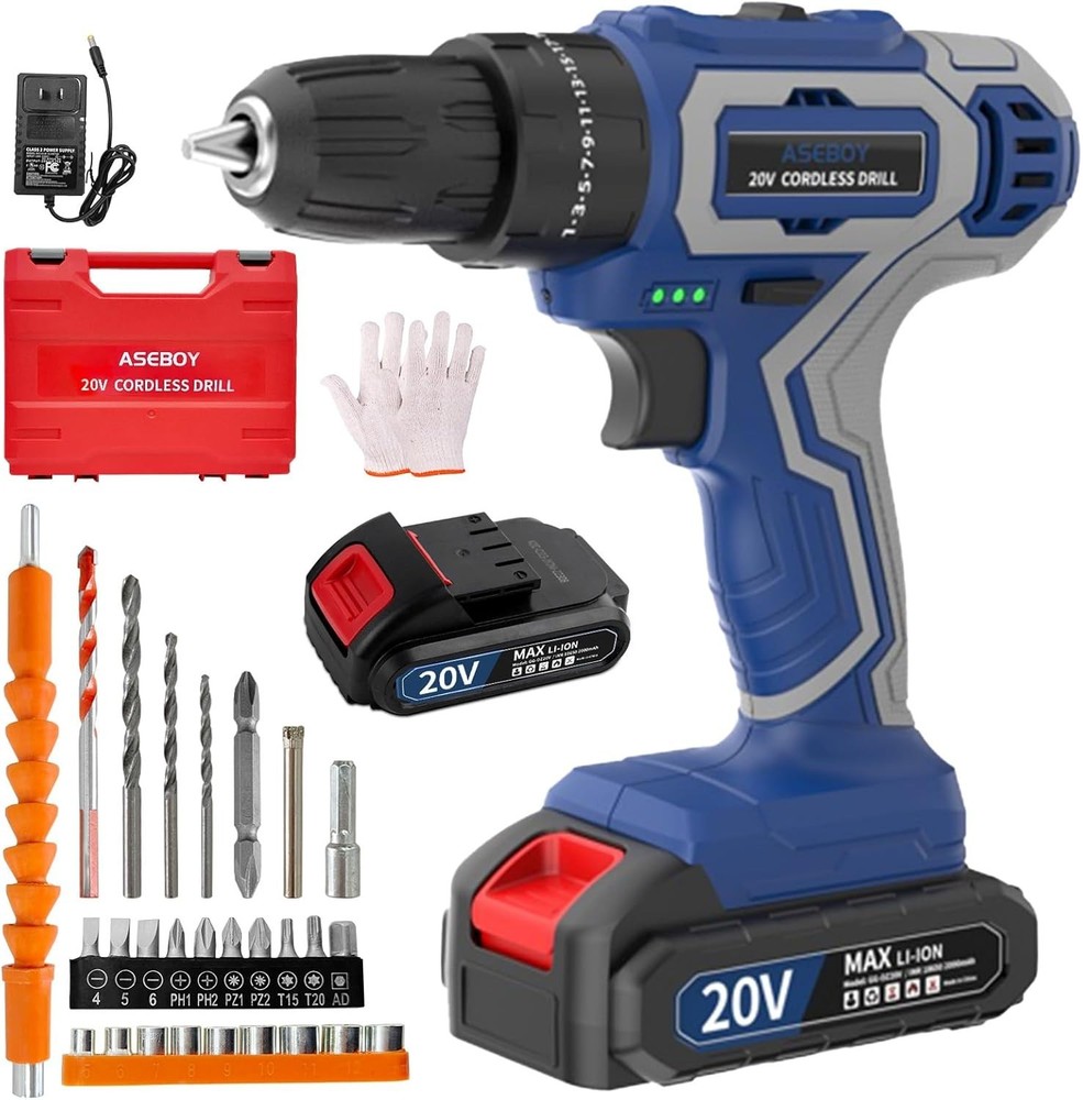 20V Cordless Drill with LED Light & Variable Speed - Ultimate DIY Tool Kit