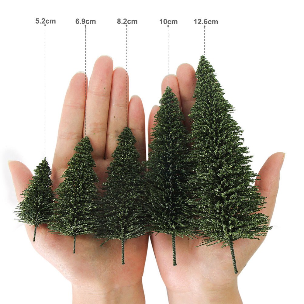30pcs Model Pine Trees 8cm Deep Green Pines For HO Scale Model Railroad Layout