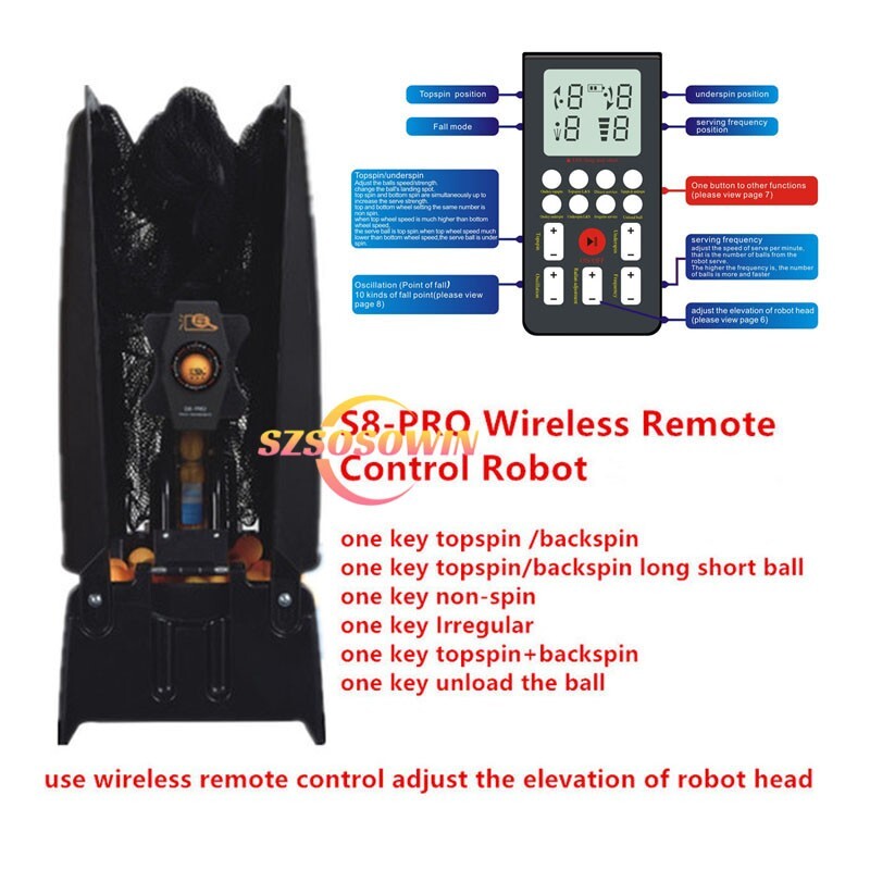 Automatic Table Tennis Robot Ping Pong Ball Machine Remote Control 200 Balls+Net