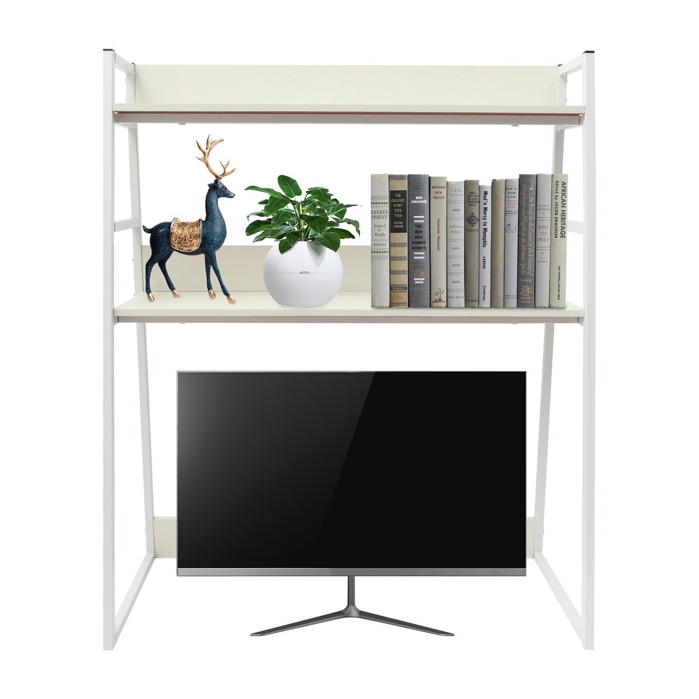 2 Layers Computer Desktop Bookcase Display Shelf Desktop Bookshelf New USA