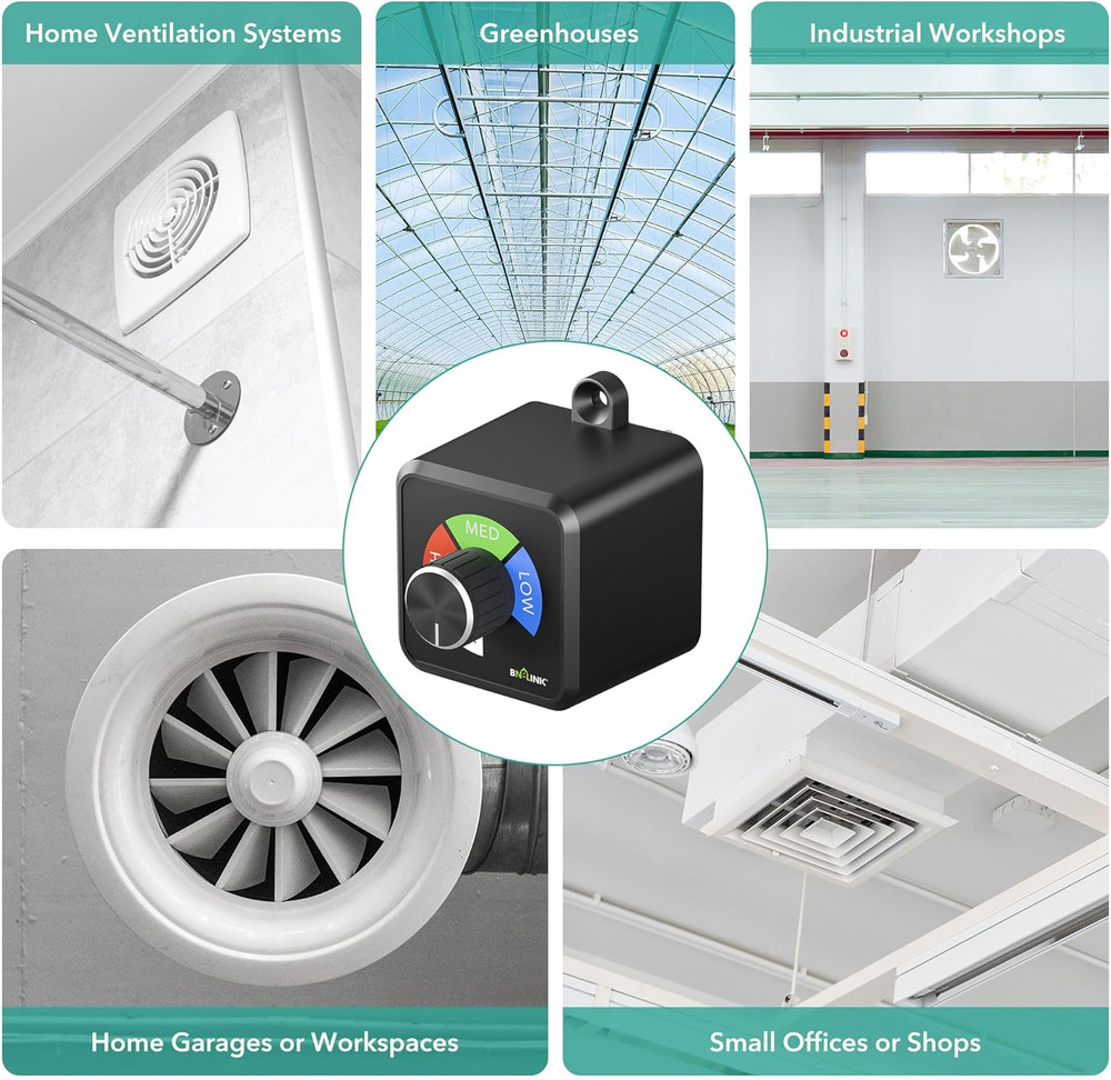 BN-LINK Variable Fan Speed Controller, Plug-In Electric 3 Speed Regulator Adjust
