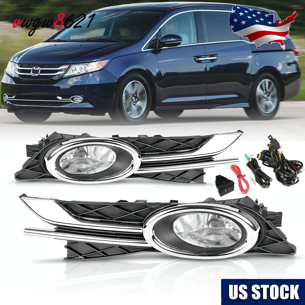 Fog Light w/Bezel+Wiring+Switch Front Left&Right Fit for 2014-2017 Honda Odyssey