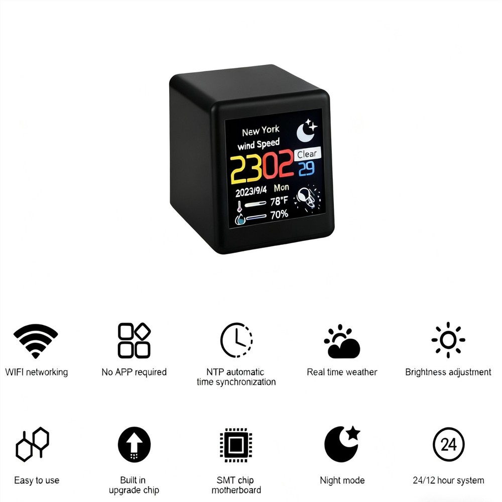 Smart Desktop Clock, Automatic Weather Station, Temperature Humidity Forecast