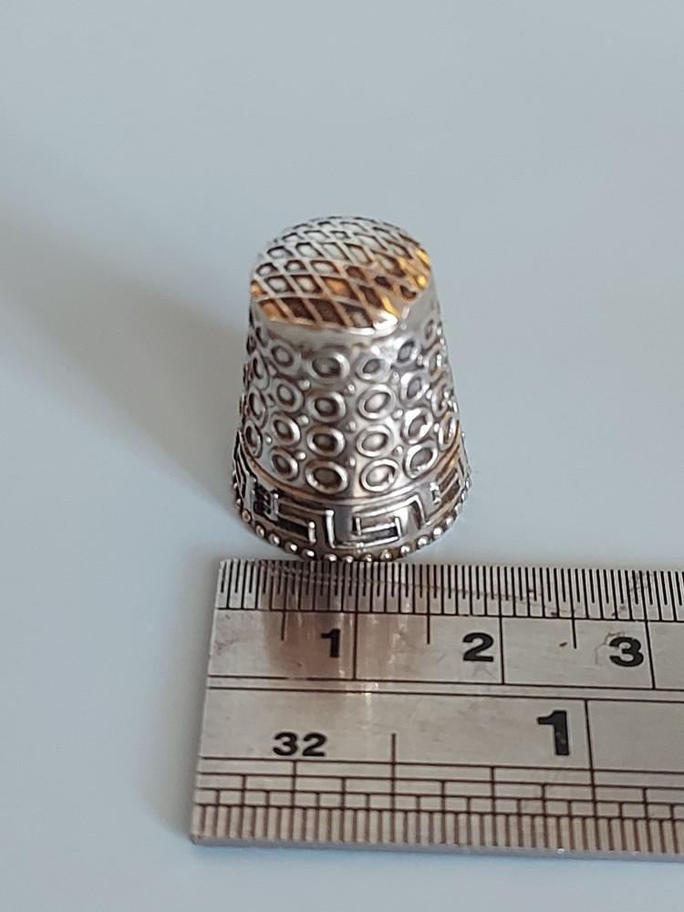 Vintage Sterling Silver 925 Decorative Patterned Thimble / Sewing (556)