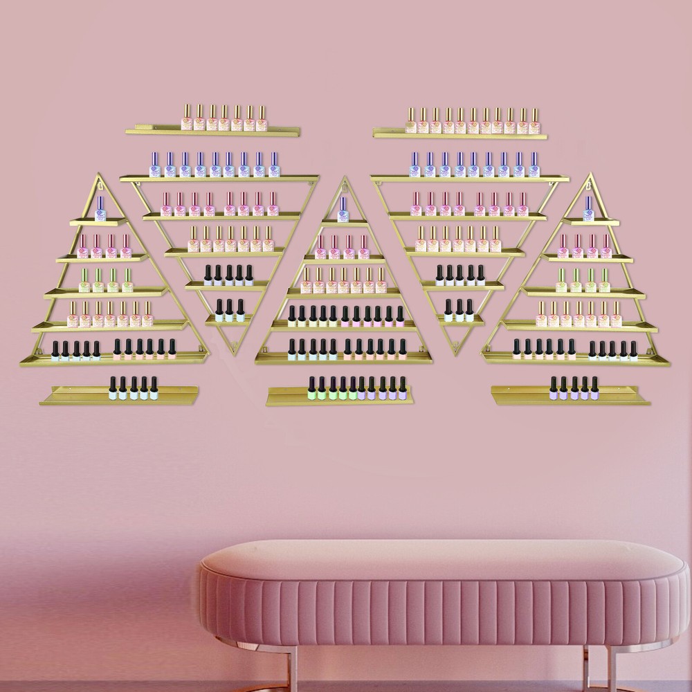 10x Triangular Nail Polish Racks,Wall-mounted 5-tier Display Racks for Cosmetics