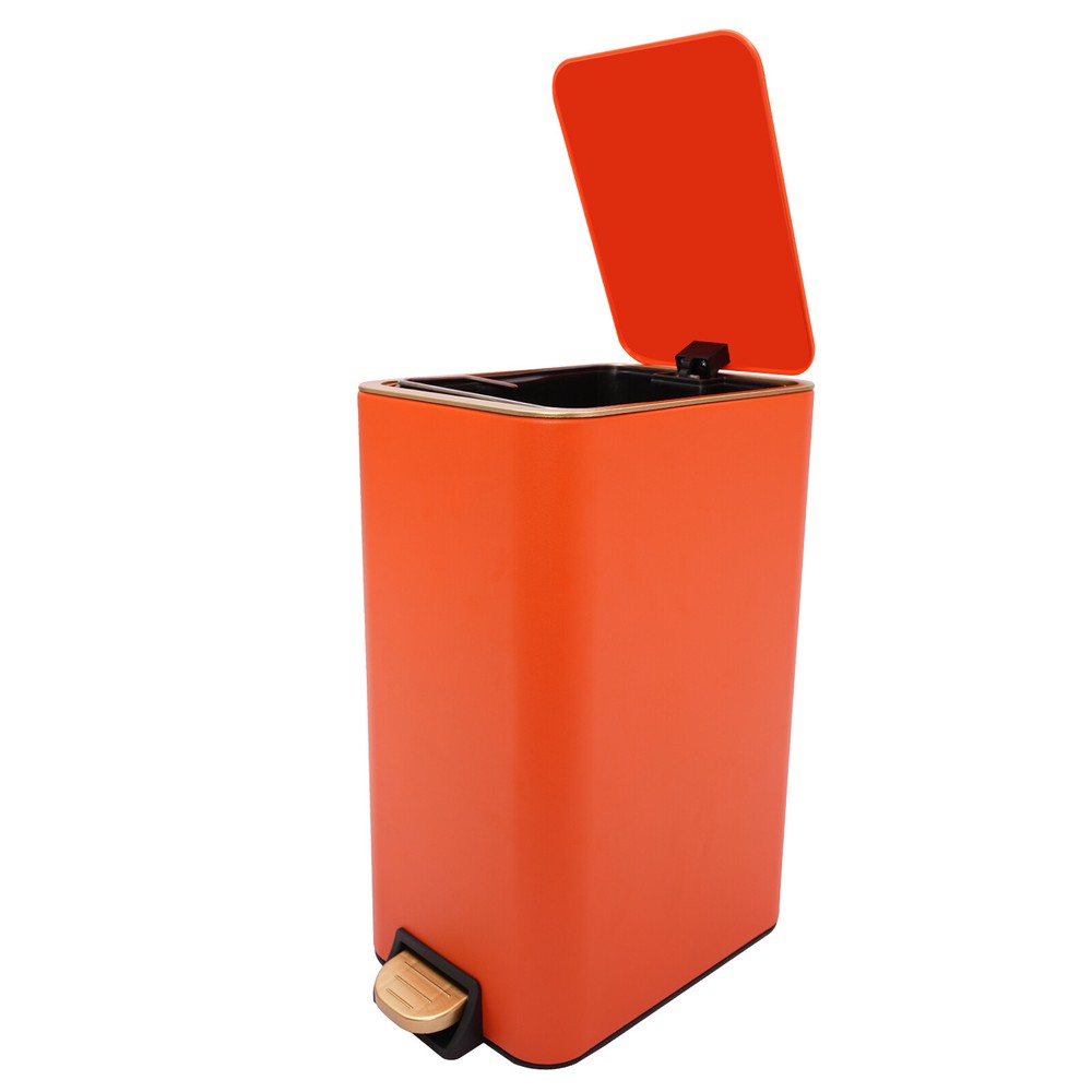 Modern Step On Garbage Bin 12L Step Trash Bin Orange Foot Pedal Trash Can Home