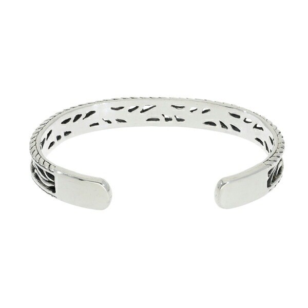 8.5mm Arabesque Openwork Relief Sterling Silver 925 Bangle