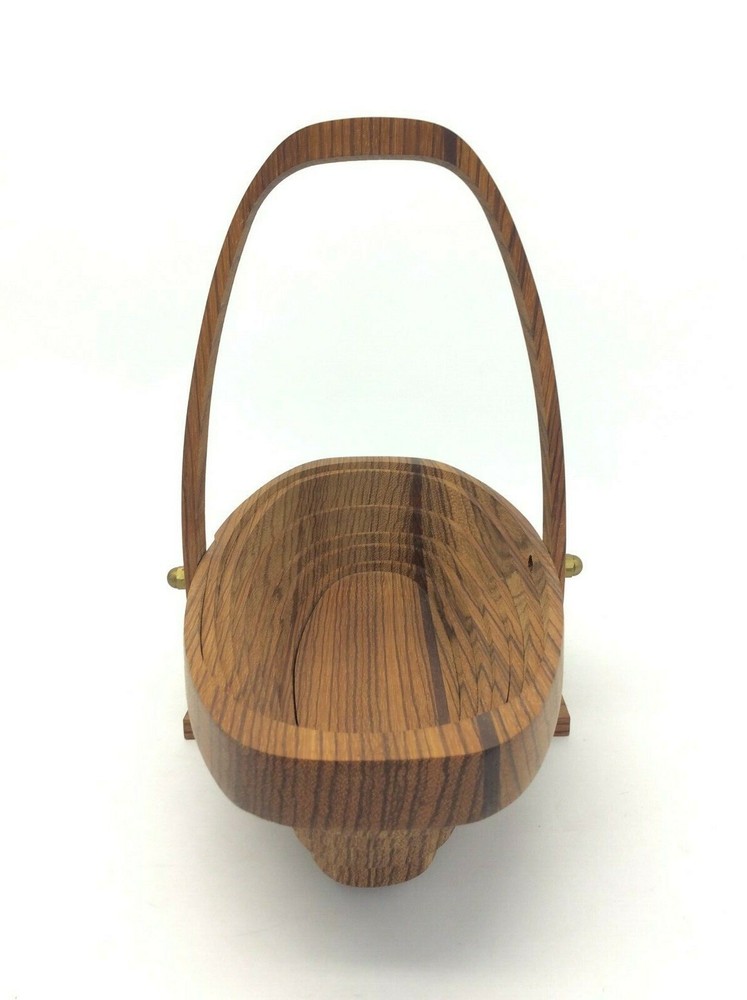 Folding Collapsible Signed Deep Spring Brass Bolt Decorative Basket Used