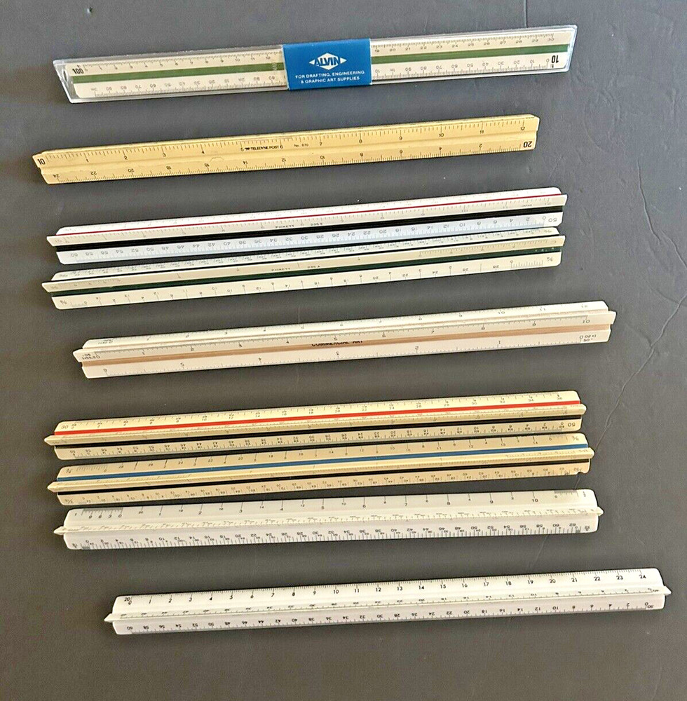 Vintage Drafting Scales Engineering Triangular Graphic Arts Pickett Staedler